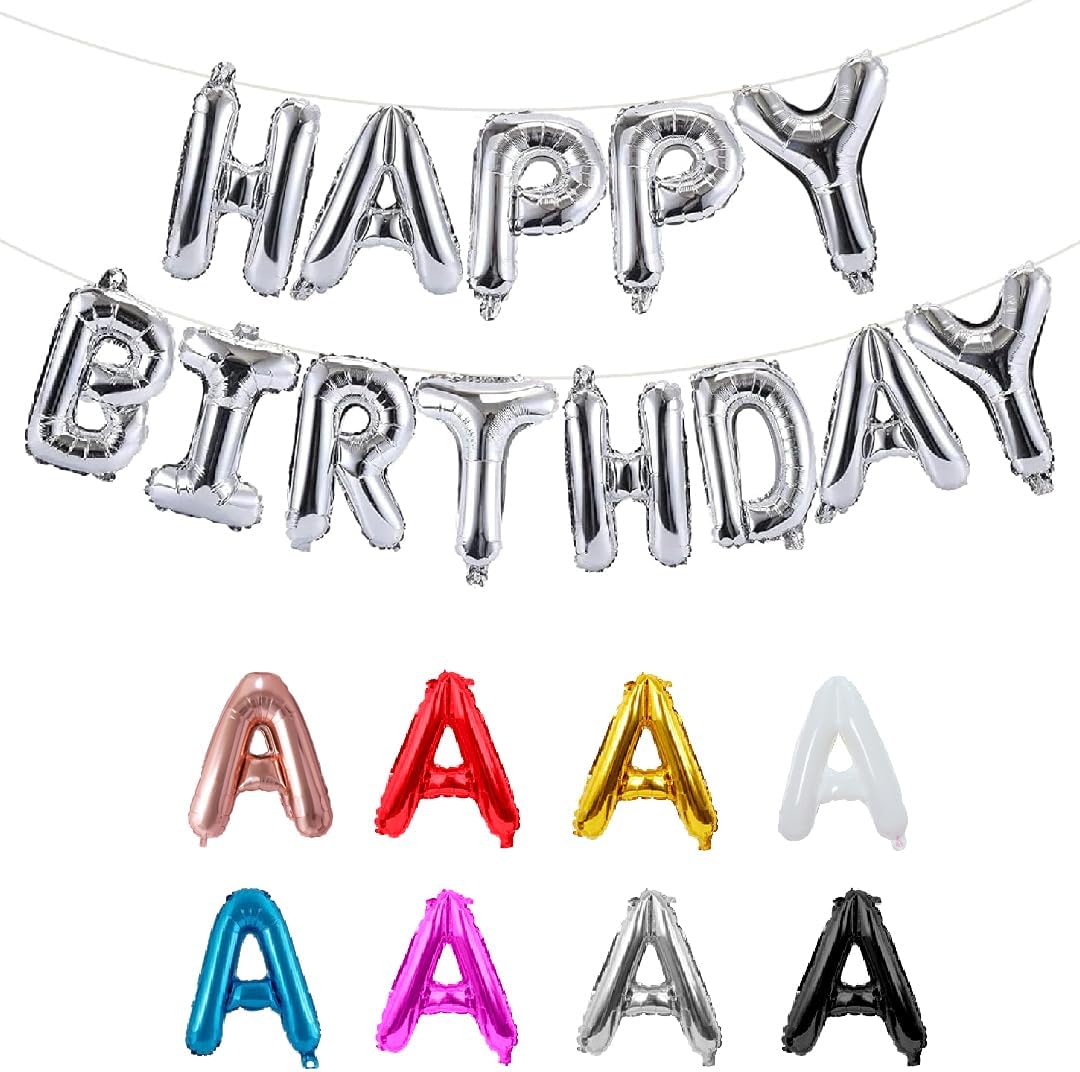 Cartel de globos de feliz cumpleaños, letras de papel de aluminio de Mylar de 16 pulgadas para decoración de cumpleaños, letrero de globos de feliz