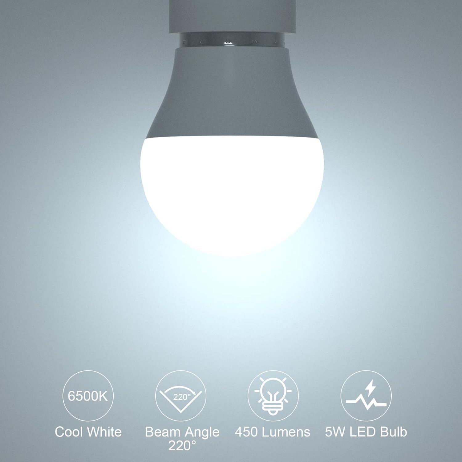 ORALUCE Paquete de bombillas de candelabro blanco frío 6500K y bombilla LED A15 blanco frío 6500K (cada paquete de 6)