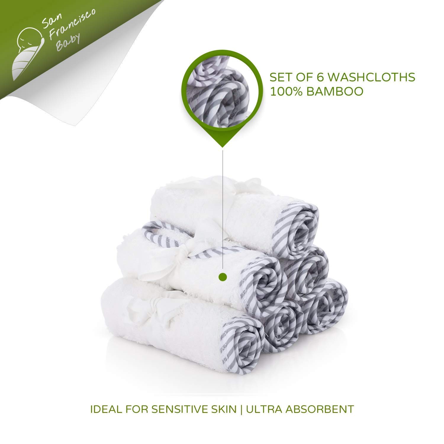 6 paños para bebé, 10 x 10 pulgadas, toallas de cara y baño para pieles sensibles, toallitas de tela suave para recién nacidos, niños pequeños y