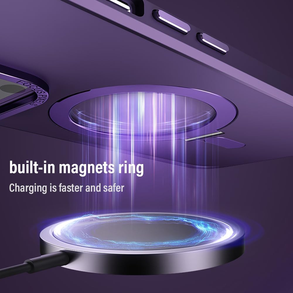 Funda para iPhone 15 Pro Max con soporte magnético compatible con cargador inalámbrico MagSafe y soporte magnético para montaje en automóvil,
