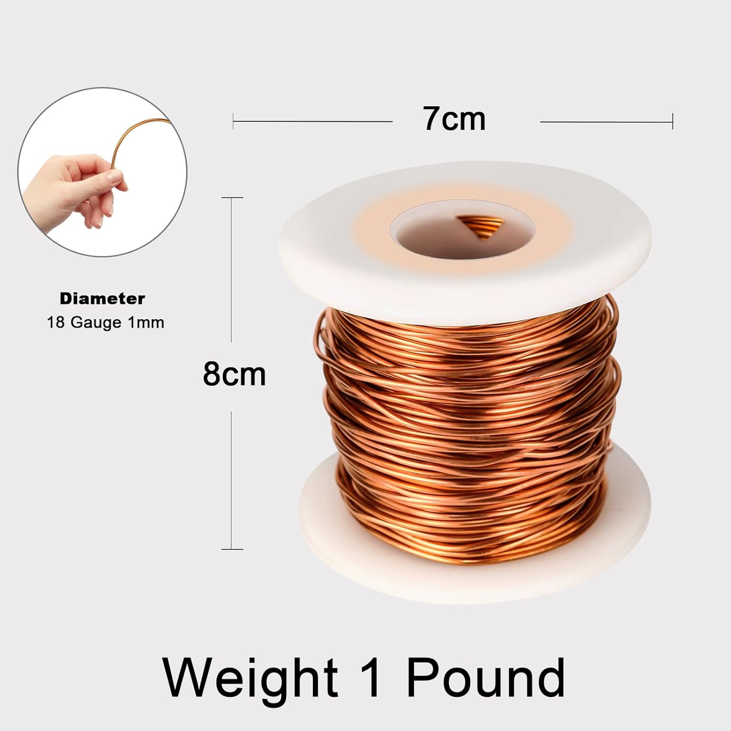 99.9% alambre de cobre suave, calibre 180.039 in de diámetro, 213 pies213.3 ft, carrete de 1 libra de alambre de cobre puro, alambre para hacer joyas