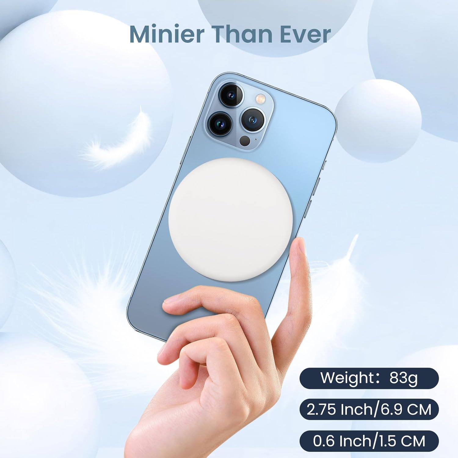 TOSOUATOP Mini batería magnética de 3000 mAh, cargador portátil inalámbrico, tamaño de bolsillo, protección múltiple, fuerte adsorción, para iPhone