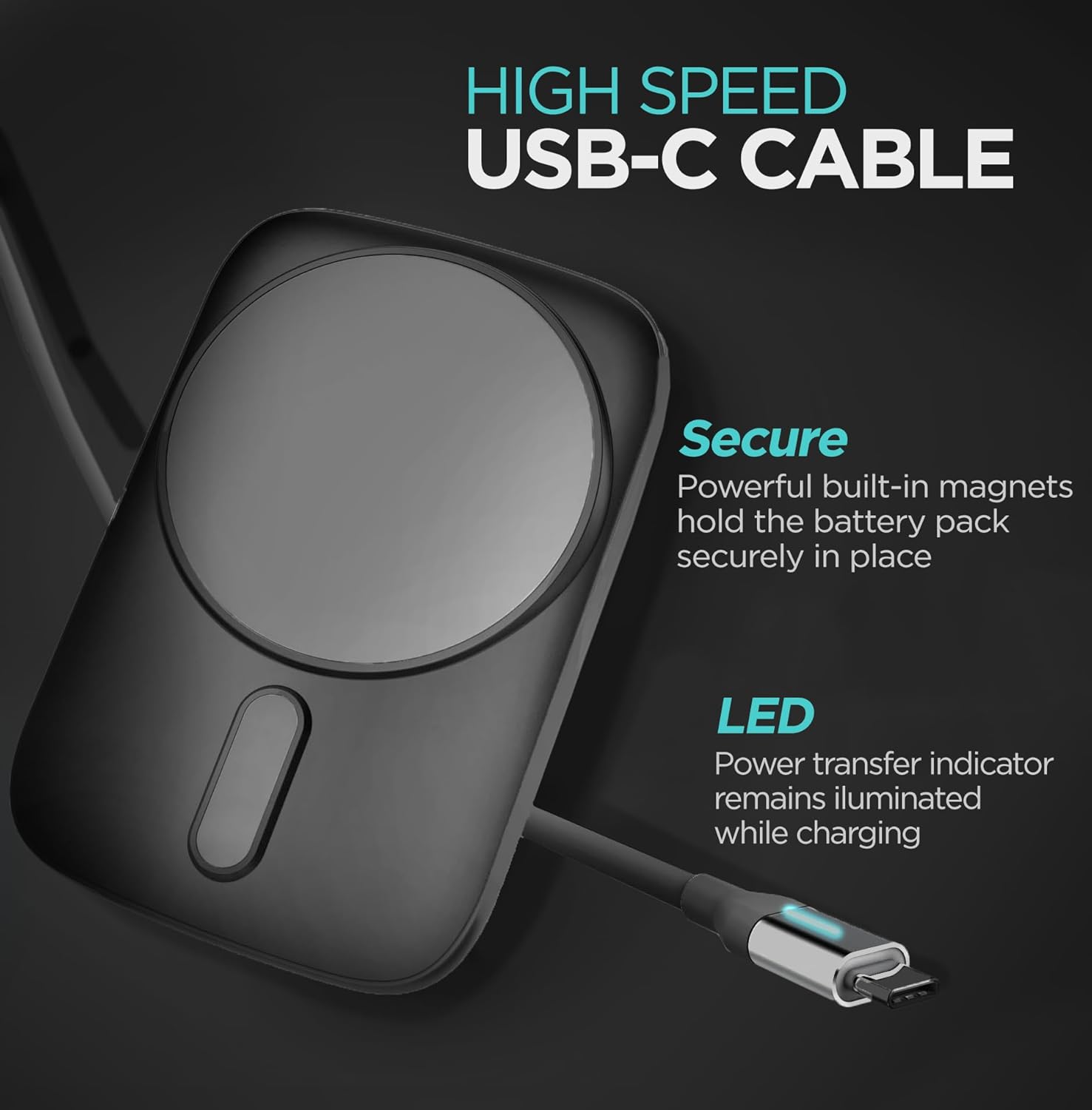 GALVANOX MAG 5.0 Baterías magnéticas (paquete de 2) compatibles con MagSafe para iPhone 5000 mAh Cargador de batería portátil inalámbrico USB-C de