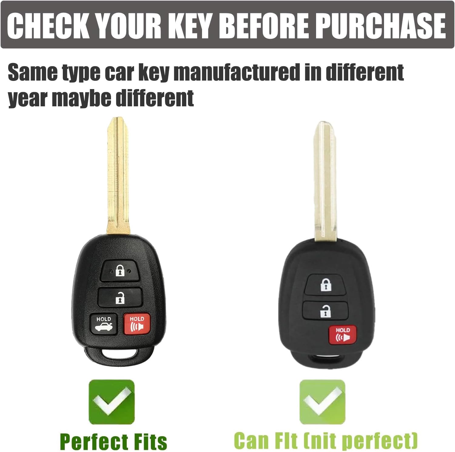 Gematay Funda para llavero Toyota compatible con Corolla 2014 2015 2016 2017 2018 2019 Camry 2014-2017 Tacoma 2016-2018 Smart Key Protector