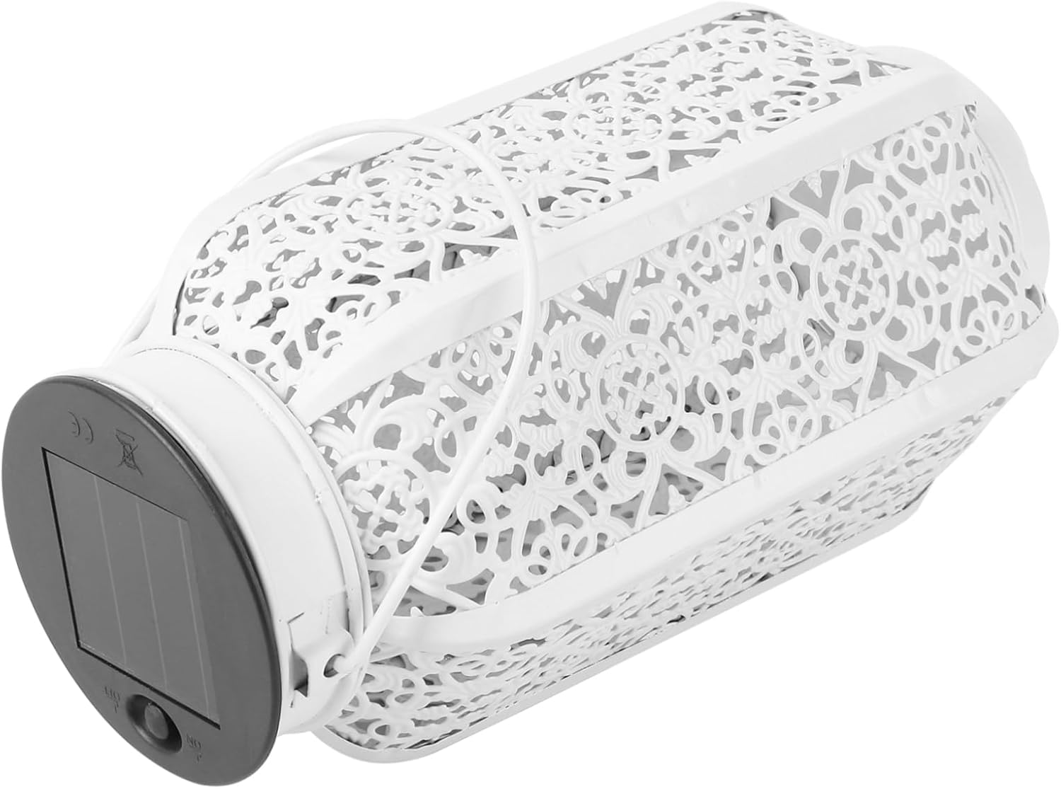 Housoutil Linterna decorativa de metal de luz solar, lámpara de proyector solar, lámpara de proyector solar para porche delantero, farol solar al