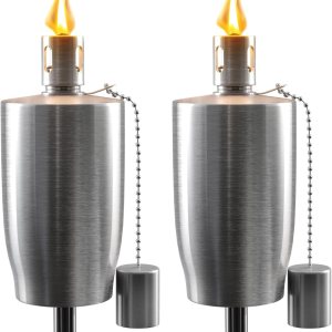 Matney Antorchas de acero inoxidable para exteriores, luces decorativas para jardín y patio, lámpara de aceite de 5 pies para citronela, mecha de Matney Antorchas de acero inoxidable para exteriores, luces decorativas para jardín y patio, lámpara de aceite de 5 pies para citronela, mecha de