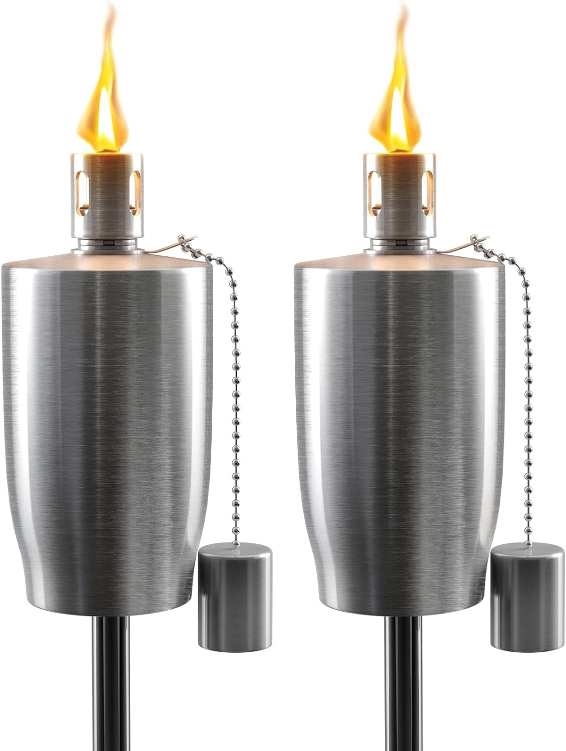 Matney Antorchas de acero inoxidable para exteriores, luces decorativas para jardín y patio, lámpara de aceite de 5 pies para citronela, mecha de