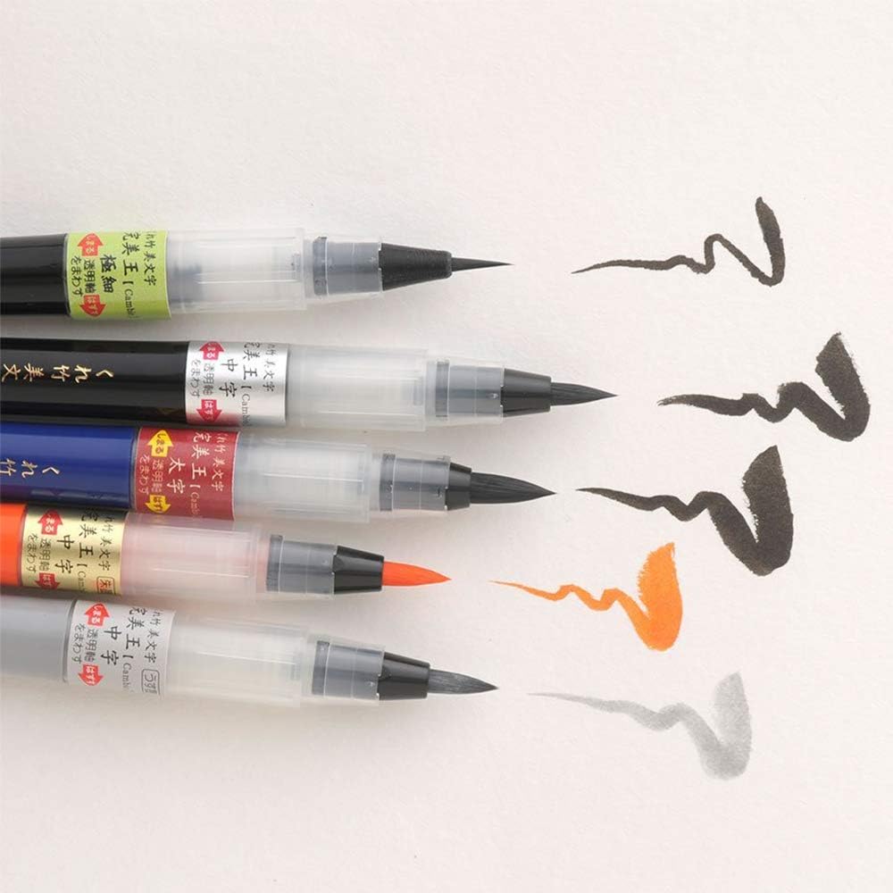 Kuretake ZIG BIMOJI “CAMBIO” – Bolígrafo de pincel fino, tinta negra, recargable, punta de pincel flexible para caligrafía, ilustración, esquema,