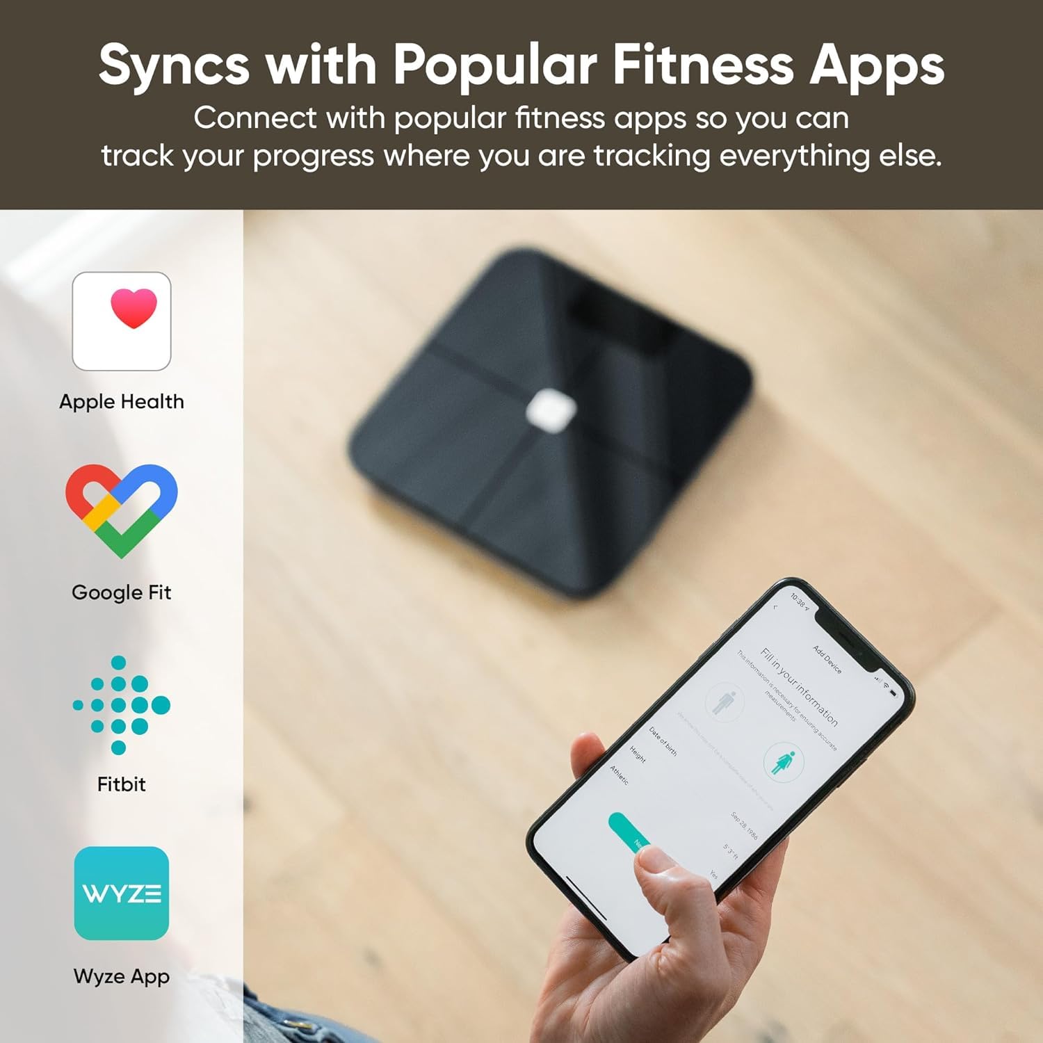 Wyze – Báscula inteligente, báscula para peso corporal, báscula digital de baño para grasa corporal, IMC y frecuencia cardíaca, analizador de