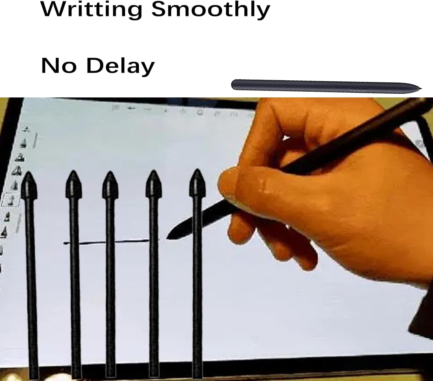 Paquete de 5 puntas de repuesto negras para bolígrafo Tab S8, compatibles con Samsung Galaxy Tab S8, puntas de repuesto + 1 pinza