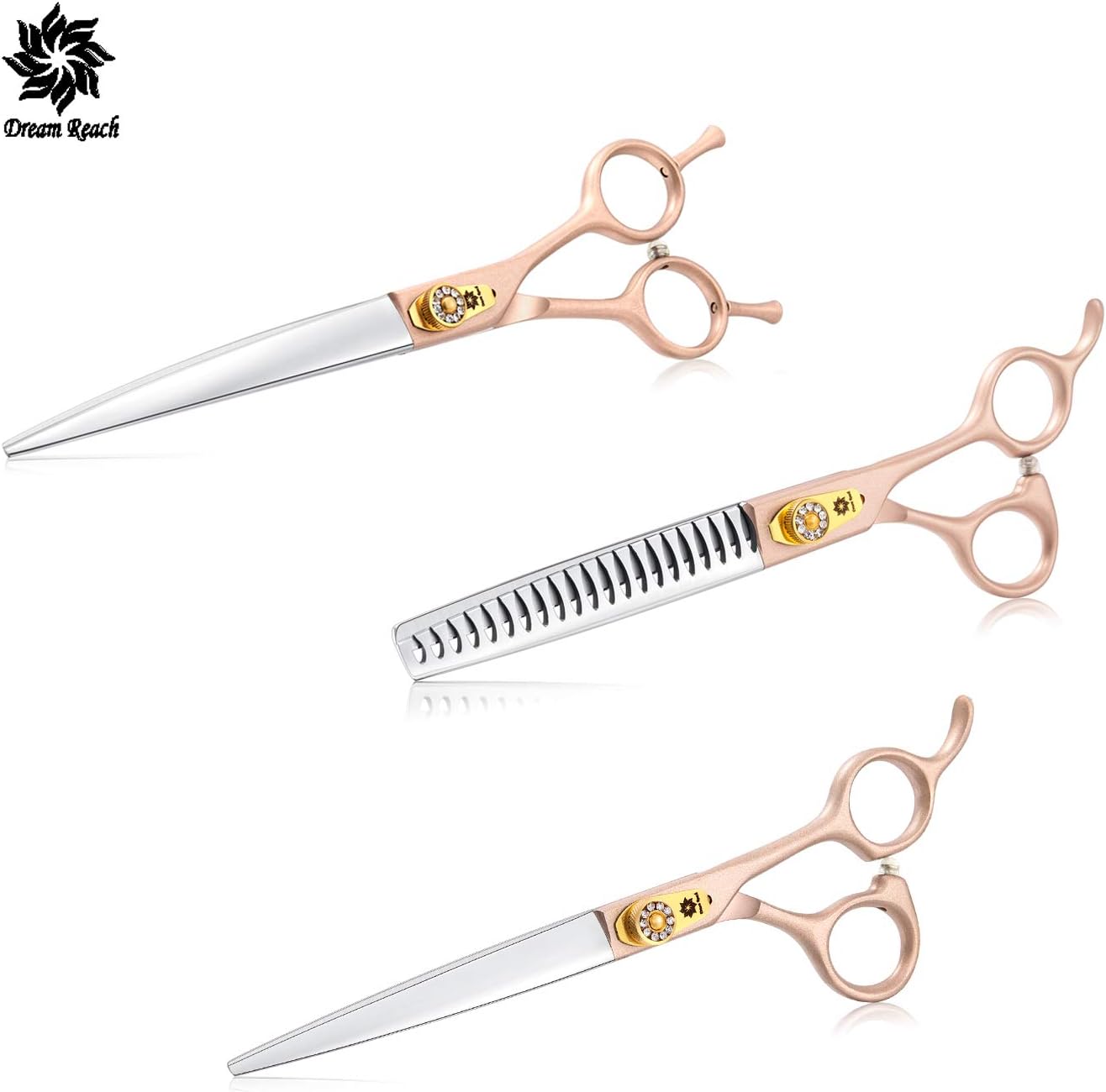 Tijeras profesionales de aseo para mascotas de 7 pulgadas, acero japonés 440C, rectas, curvas, adelgazantes, tijeras para perros, gatos y más