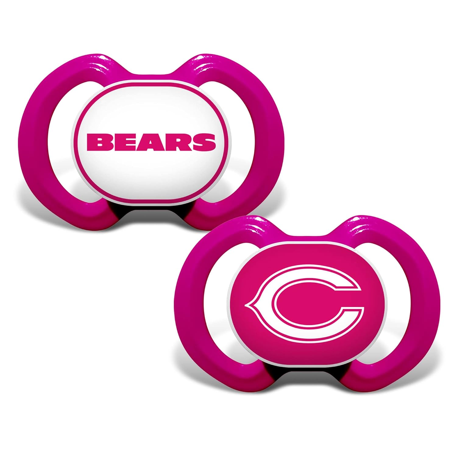 BabyFanatic – Chupete rosa para niñas, paquete de 2 chupetes de la NFL, Chicago Bears, con licencia oficial de la liga