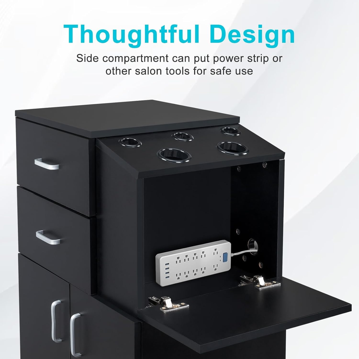 Goujxcy Salon Station – Carrito de peluquería para estilistas, gabinete de almacenamiento de salón de belleza, estación de peluquería, equipo de spa