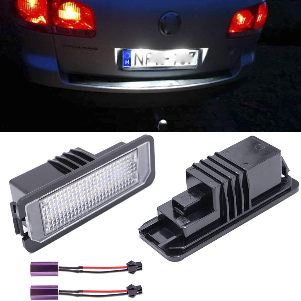 2 luces LED de matrícula para MK5 GTI MK6 MK7 Golf 5 Glof 6 Golf 7 Nuevo Beetle Passat CC Rabbit Eos Phaeton Polo Lupo alimentado por Xenón LED