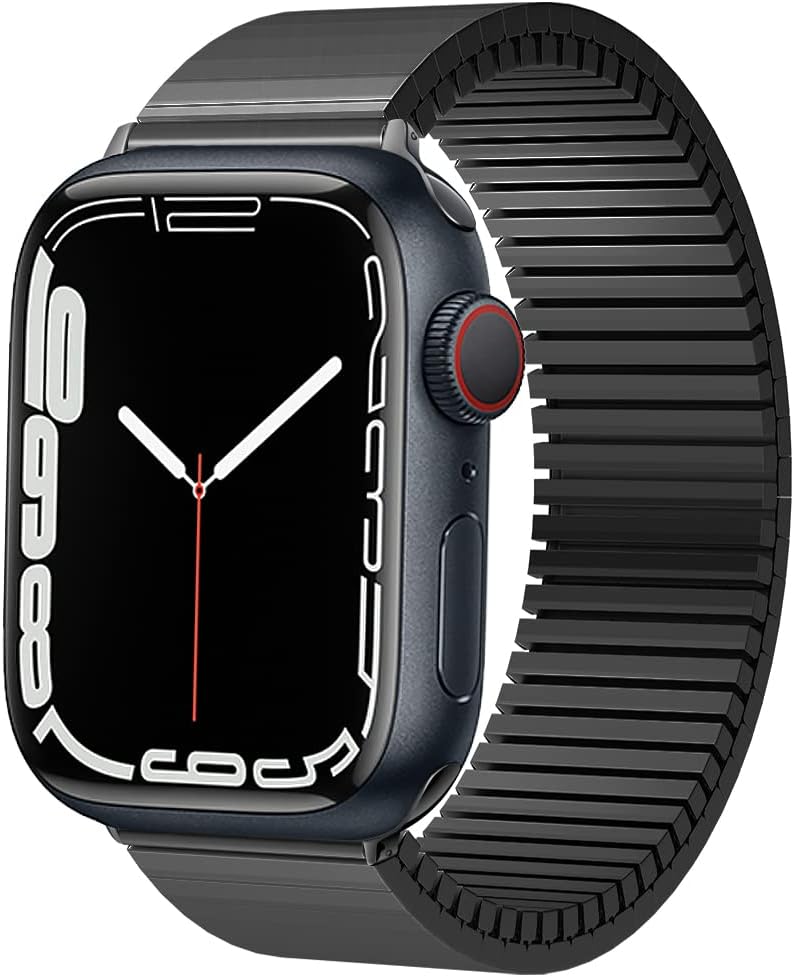 Compatible con Apple Watch Series 9, correa de acero inoxidable de expansión de 1.654 in 1.732 in 1.772 in, correa elástica de metal elástica para