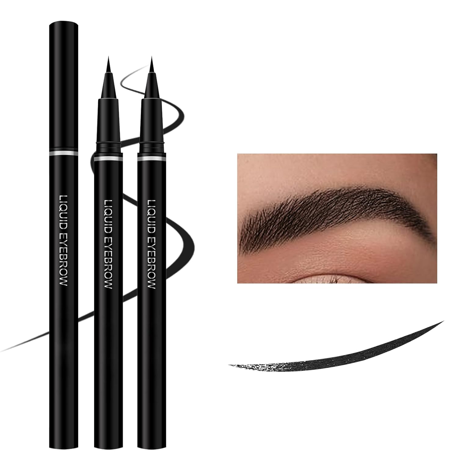 2 unids Ultrafino Impermeable Delineador de ojos Líquido Lápiz de Cejas Larga Duración a prueba de manchas de secado rápido Delineador de ojos 2 en