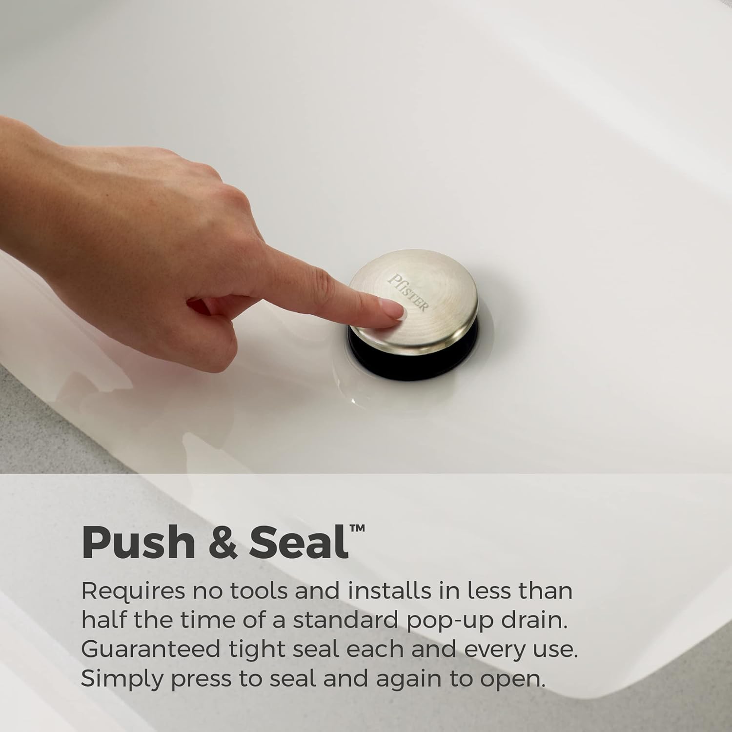 Pfister Capistrano LF048CSOGS – Grifo para lavabo de baño, centro de 4 pulgadas, 2 asas, 3 agujeros, acabado de níquel cepillado de defensa contra