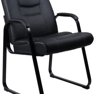 CLATINA Silla de invitados, silla de recepción, silla de escritorio de piel sintética con reposabrazos acolchado para recepción, oficina, sala de CLATINA Silla de invitados, silla de recepción, silla de escritorio de piel sintética con reposabrazos acolchado para recepción, oficina, sala de