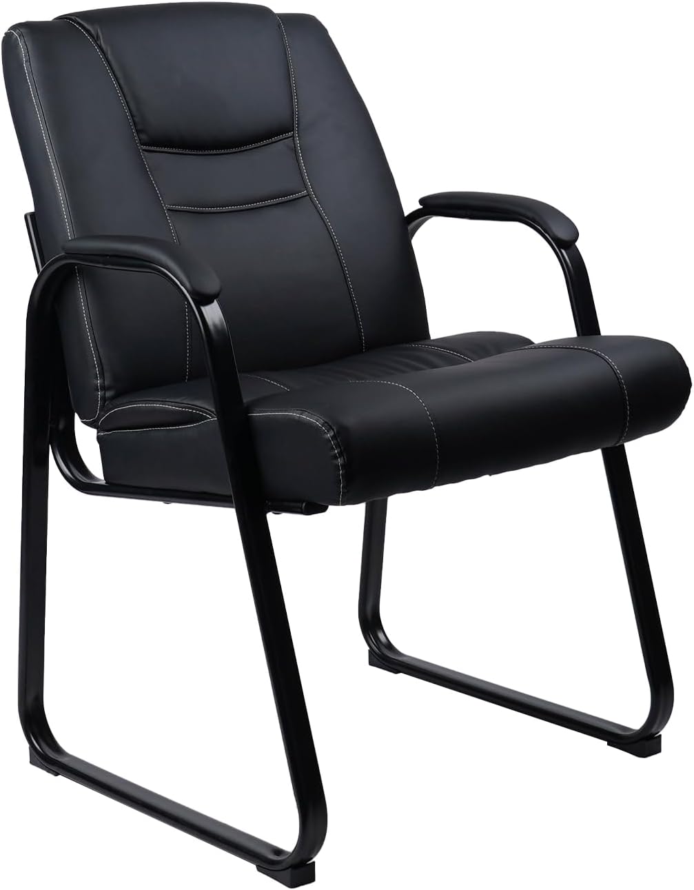 CLATINA Silla de invitados, silla de recepción, silla de escritorio de piel sintética con reposabrazos acolchado para recepción, oficina, sala de