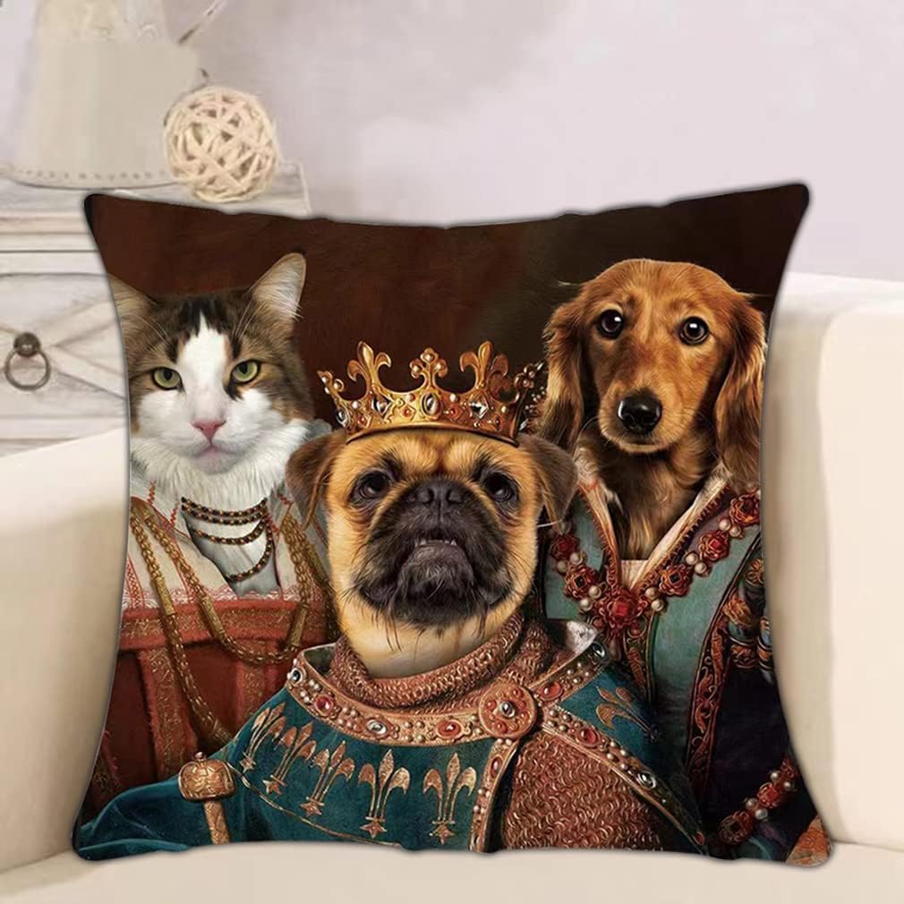Divertida funda de almohada con diseño de retrato de mascota, gato y perro, funda de almohada para auto, sofá, oficina, cama, habitación, decoración
