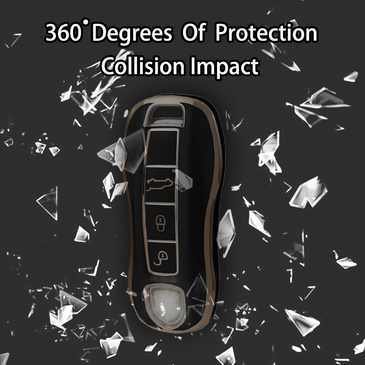 Funda protectora para llavero inteligente compatible con Porsche 911 Cayenne Panamera TAYCAN de 3 botones sin llave, accesorios de control remoto