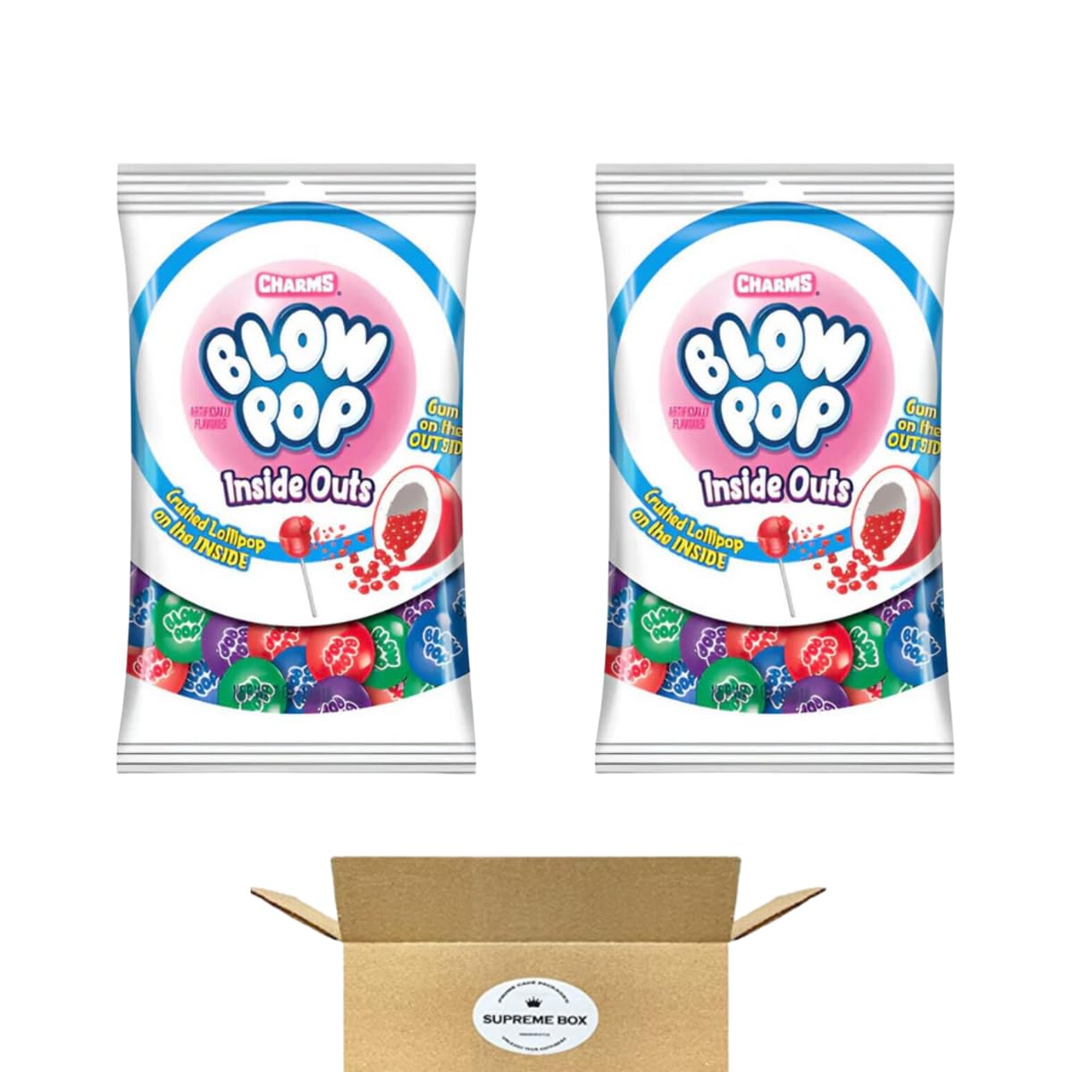 Charms Blow Pop Gumballs Candy Inside Outs Bolsa de 7 onzas  Paquete de 2 (14 onzas en total)