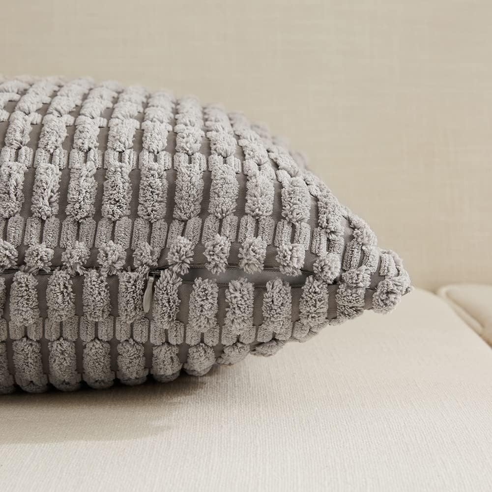 Fancy Homi Paquete de 4 fundas de almohada decorativas neutras de 22 x 22 pulgadas para sala de estar, sofá, cama, sofá, rústico, bohemio,