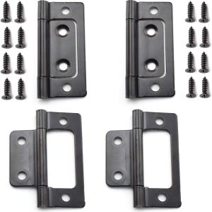 SDTC Tech Paquete de 4 bisagras de puerta sin embutir con tornillos para muebles, ventanas, armarios, etc. – 2 x 0.9 pulgadas, color negro SDTC Tech Paquete de 4 bisagras de puerta sin embutir con tornillos para muebles, ventanas, armarios, etc. – 2 x 0.9 pulgadas, color negro