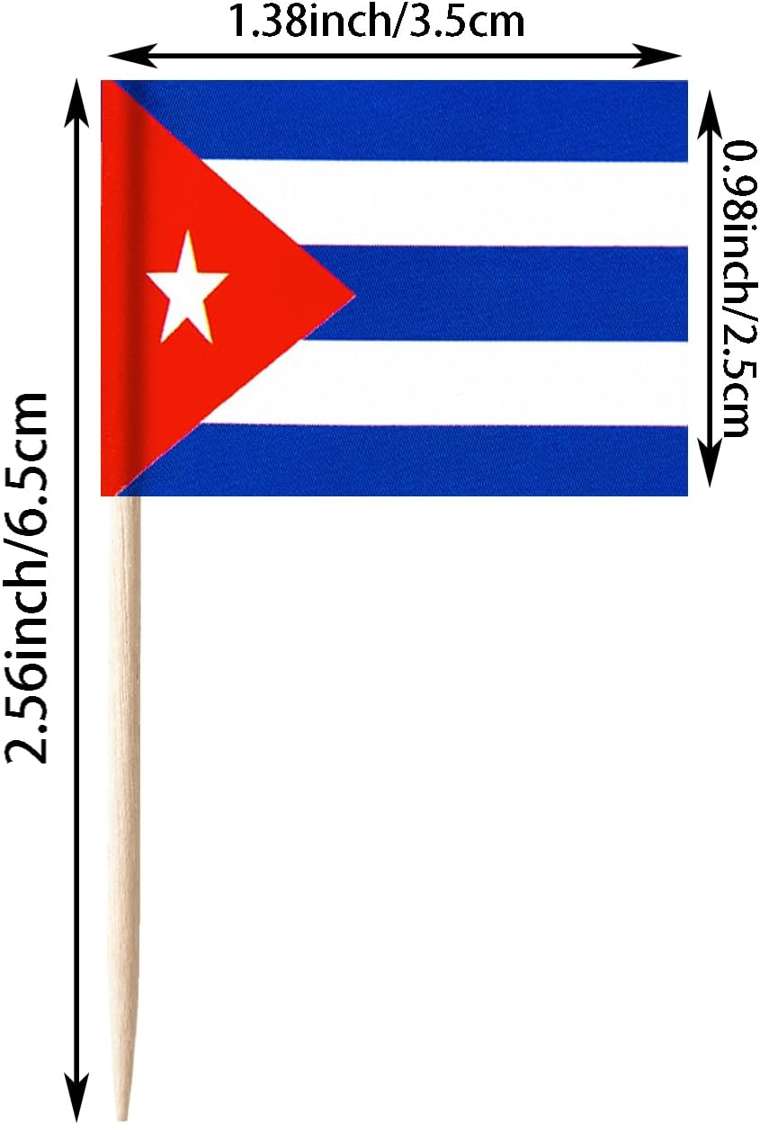 100 banderas cubanas con palillos de dientes, mini adornos para cupcakes de Cuba pequeños, banderas, banderines para fiesta de campo, cóctel,