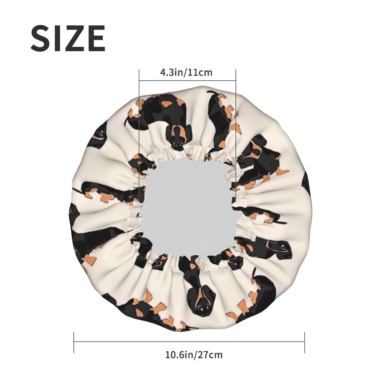 Lindo gorro de ducha de perro para mujer, elástico y reutilizable, doble capa impermeable sombrero de baño
