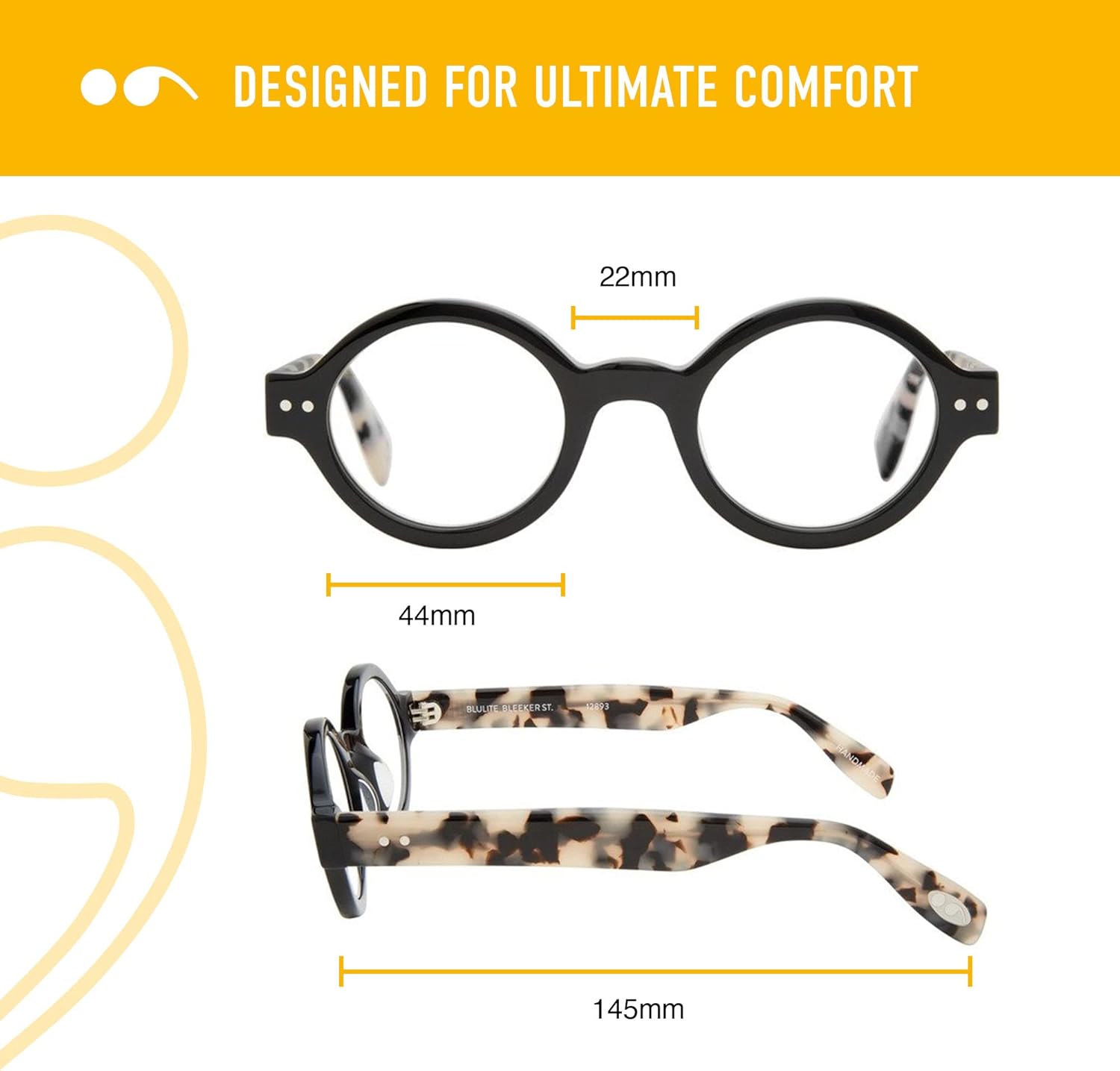 Scojo New York Lightweight Handmade Round Reading Glasses for Men and Women with Scratch-Resistant Lenses