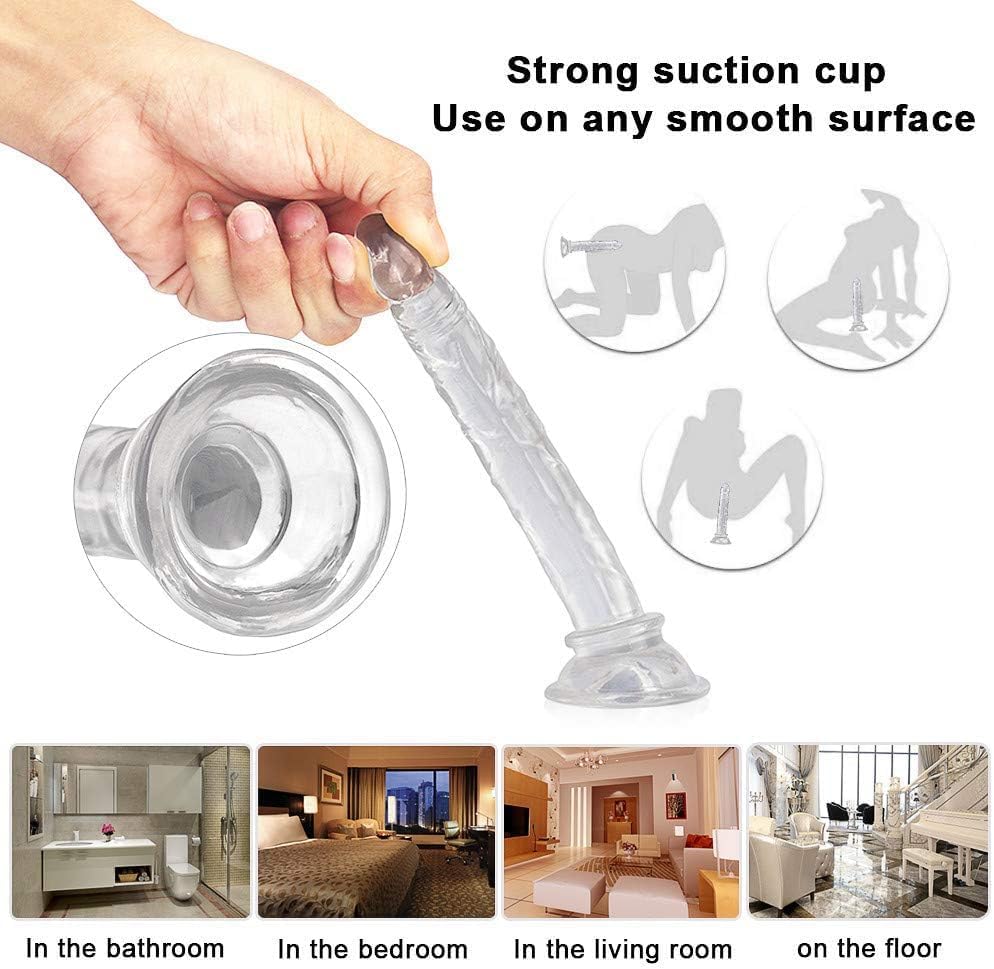 Consolador de silicona realista, material suave para la vagina del clítoris y la estimulación anal con fuerte ventosa para jugar con manos libres,