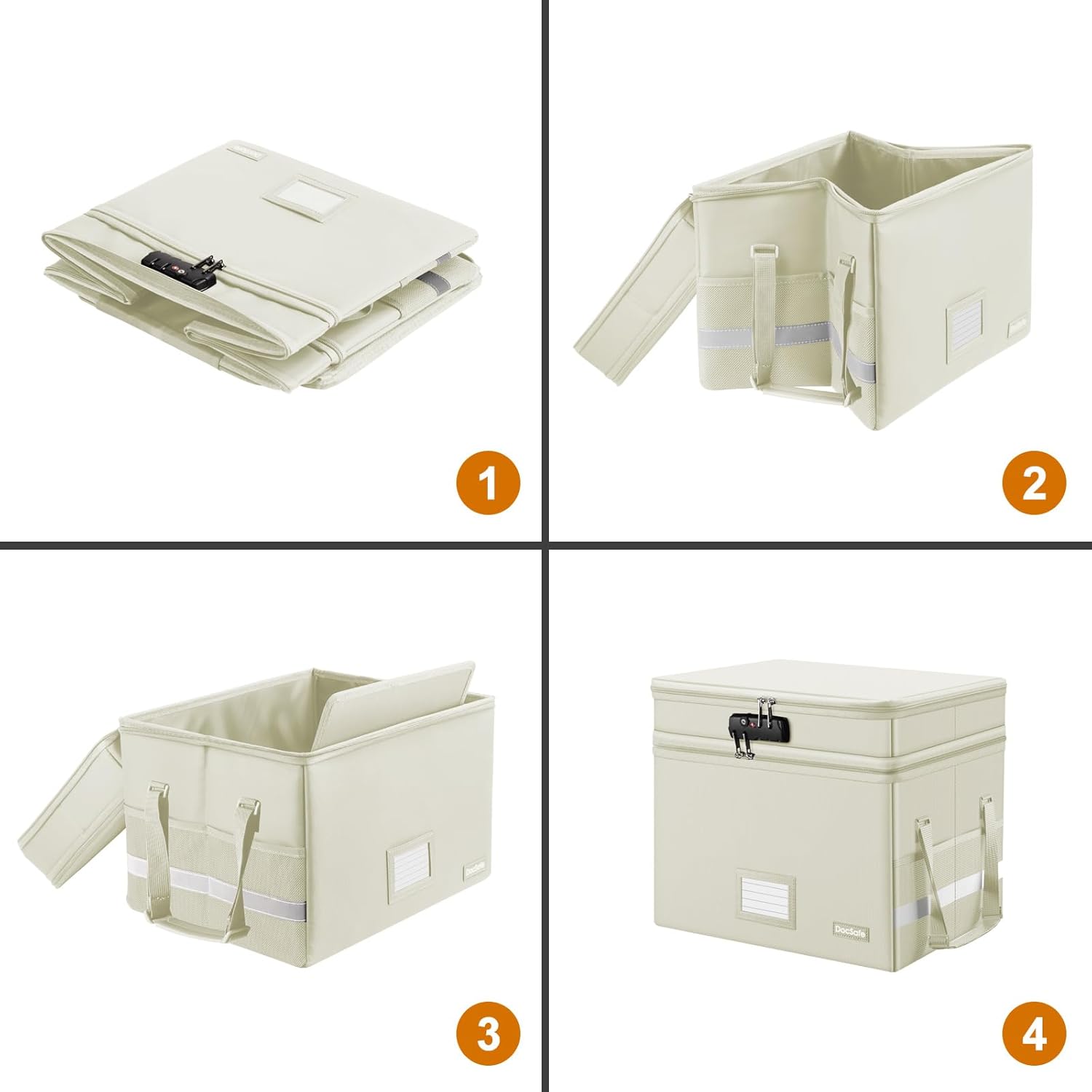 DocSafe Caja de archivos con cerradura, caja de documentos ignífuga de varias capas, organizador de almacenamiento de archivos plegable con