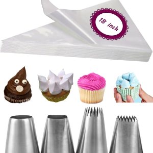 Puntas de tubería extra grandes con bolsas para glaseado, merengue, churros, macarrones, eclairs, masa de galletas de pastelería, 24 unidades Puntas de tubería extra grandes con bolsas para glaseado, merengue, churros, macarrones, eclairs, masa de galletas de pastelería, 24 unidades