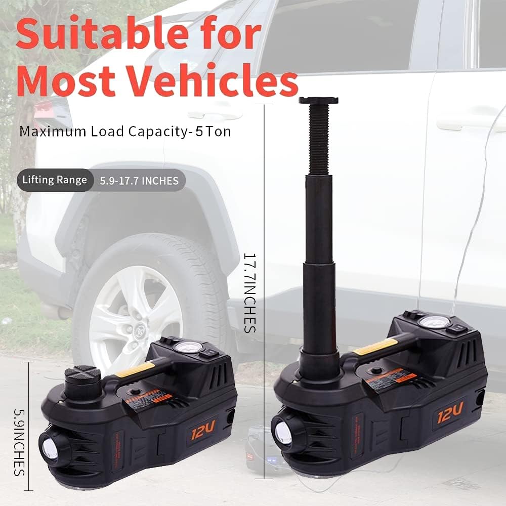 ROGTZ – Kit de gato eléctrico hidráulico para automóvil con llave de impacto y bomba de inflado de neumáticos, gato hidráulico de 5 toneladas y 12 V