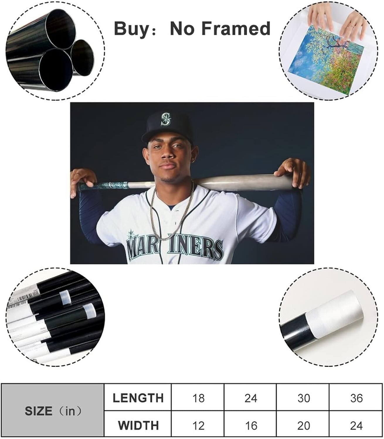 Julio Rodríguez – Póster en lienzo con diseño de estrellas de béisbol para decoración de pared, pintura para sala de estar, dormitorio, sin marco 12