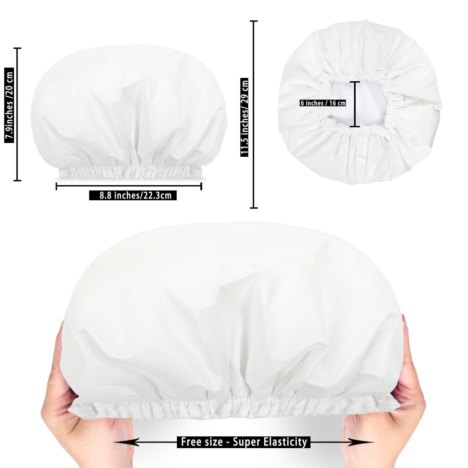 Gorros de ducha para mujer, con forro de tela de rizo EVA, elástico y reutilizable, doble capa impermeable, gorro de ducha de baño, gorro de ducha