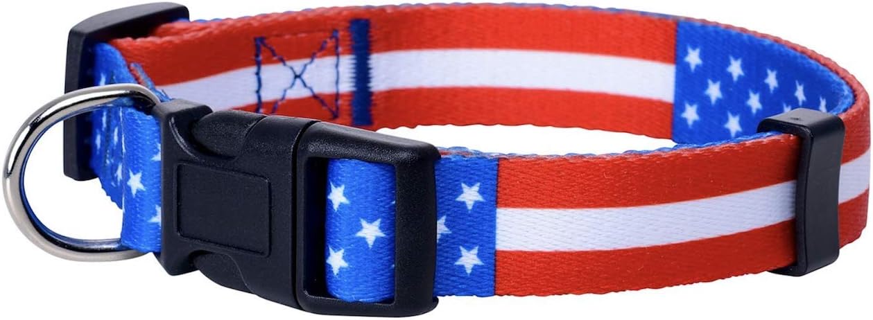 Juego de collar y correa para perro con bandera estadounidense, correa y collares patrióticos de Estados Unidos a juego para el 4 de julio, patrón