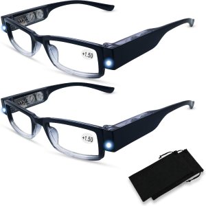 Paquete de 2 lentes de lectura con luces, lectores LED con luces, lupas iluminadas, anteojos de lectura iluminados para hombres y mujeres, anteojos Paquete de 2 lentes de lectura con luces, lectores LED con luces, lupas iluminadas, anteojos de lectura iluminados para hombres y mujeres, anteojos