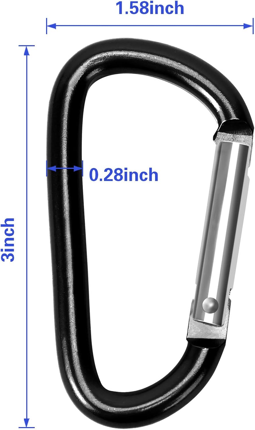 Carabiner Clips, Upins Aluminum Locking Spring Hook Keychain D Shape Heavy Duty Buckle Pack Carabiners Clip Lock Snap Hooks Backpack Clip