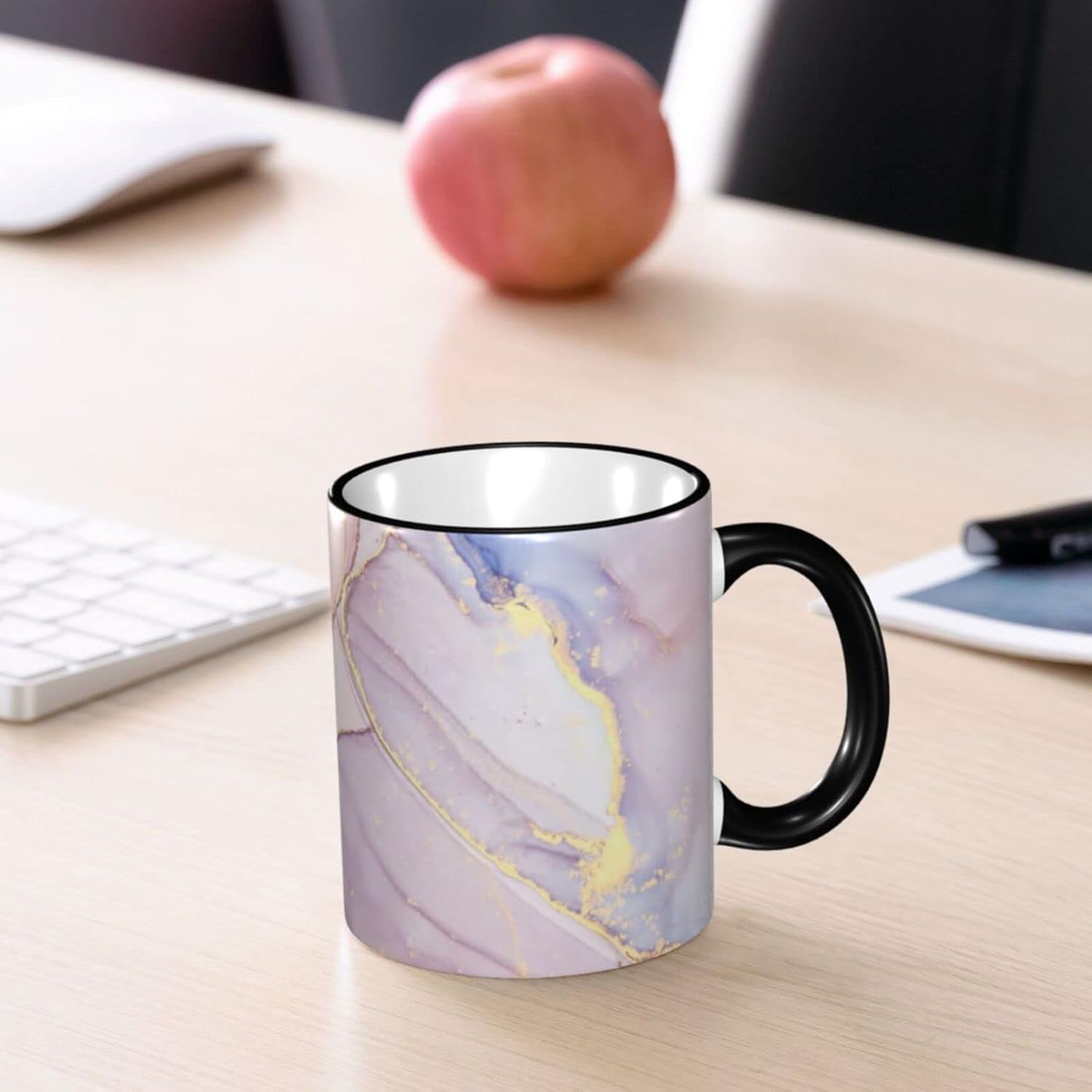 Taza de café rosa de mármol para mujeres y niñas, 12 onzas, té caliente con asa, apto para microondas, amigos, familia, personalizado