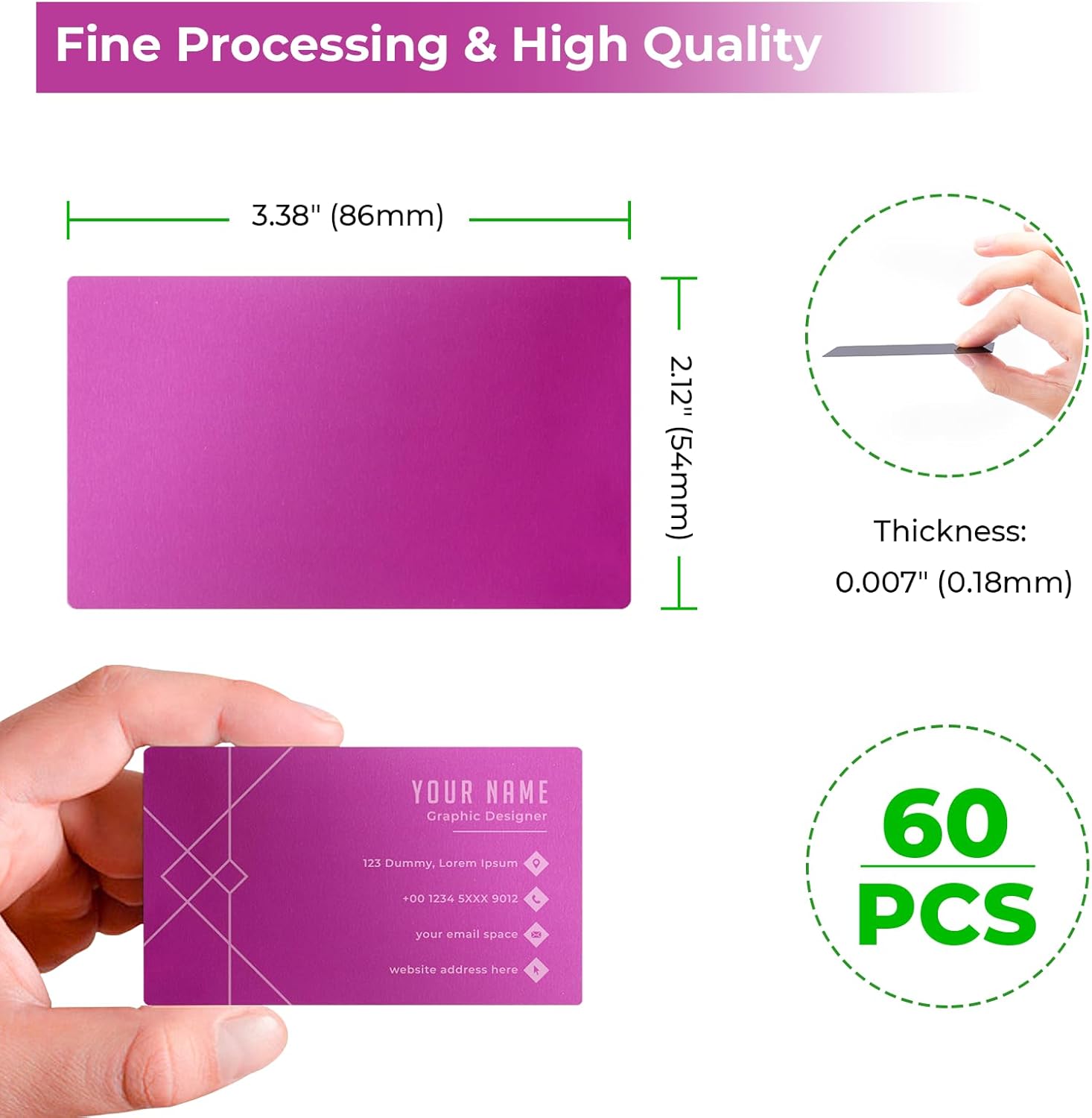 xTool Selected Purple Metal Business Cards Laser Engraving Blanks 60 PCS Sublimation Metal Cards Aluminum Blanks for Engraving, DIY, Gift Cards,