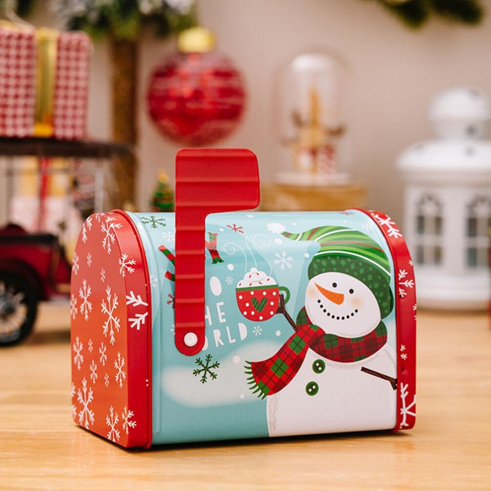 UPKOCH Contenedores de almacenamiento de hierro para galletas de Navidad, tarro de dulces, latas de dulces de Navidad, cubierta de poste,