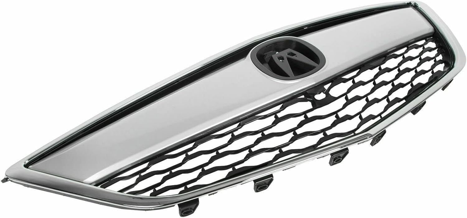 YLT AUTO Kit de repuesto de protector de rejilla de parachoques delantero, entrada de aire negra con moldura cromada para Acura MDX 2014-2016