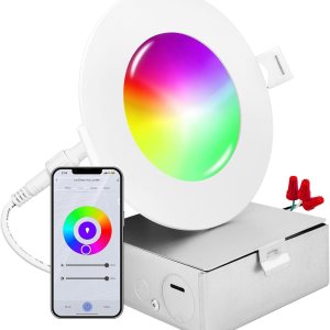 LUXRITE Iluminación empotrable LED inteligente de 4 pulgadas, cambio de color RGBW, aplicación WiFi y control de voz, compatible con Alexa y Google LUXRITE Iluminación empotrable LED inteligente de 4 pulgadas, cambio de color RGBW, aplicación WiFi y control de voz, compatible con Alexa y Google