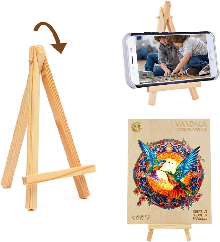 Funnli Rompecabezas de madera para adulto, 200 piezas de mandala colibríes, rompecabezas de madera de 11.8 x 11.8 pulgadas con caja, colección de