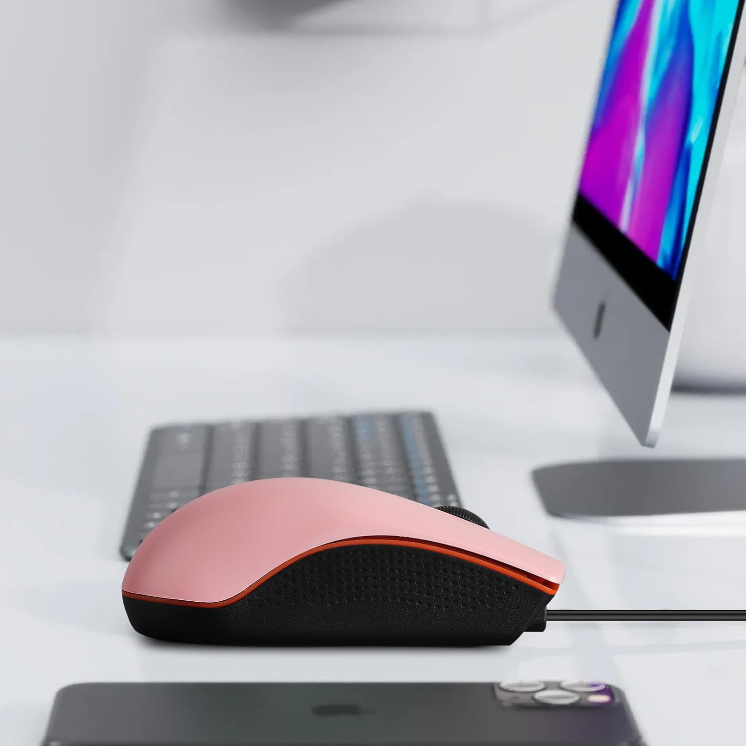 Ratón con cable, mouse USB con cable para mano derecha o izquierda, mouse ergonómico de computadora con clics duraderos para PC, computadora,