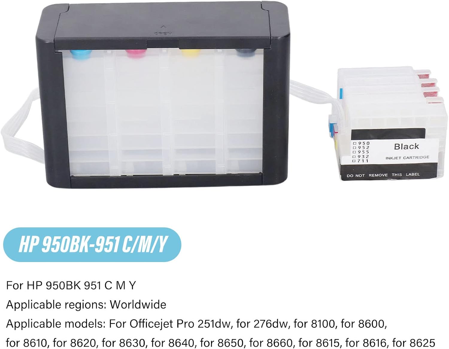 FTVOGUE Cartucho continuo de suministro de tinta, impresora de recarga de color con chip permanente para (HP 952)