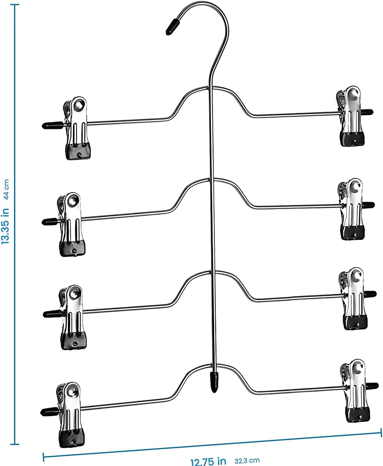 Zober Perchas para faldas de 4 niveles con clips, de metal, antideslizantes, para ahorrar espacio, con clips ajustables y ganchos giratorios,