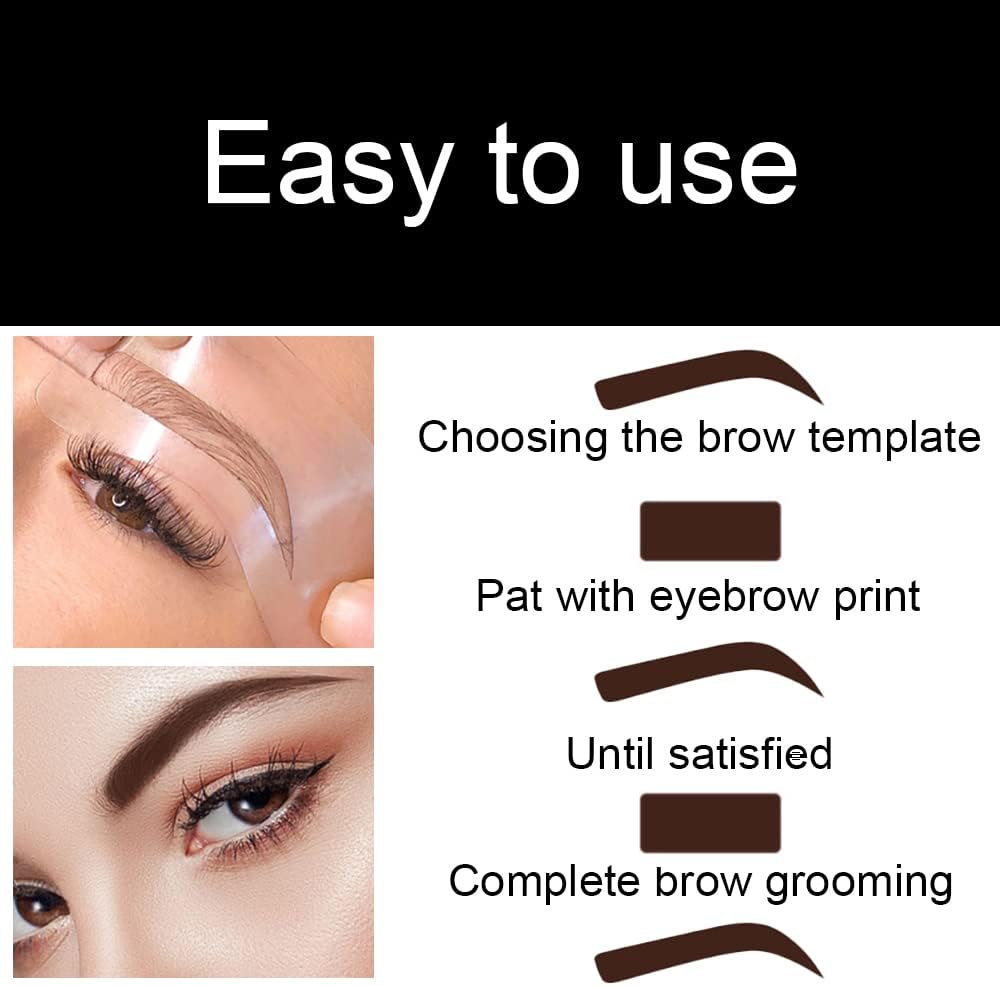 Kit de sellos en polvo para cejas, kit profesional de plantillas para cejas, impermeable, todo en 1, kit de sello y modelado para cejas para mujeres